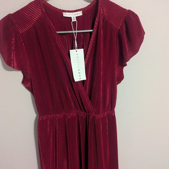 Baltic Born Deep Red Pleated Dress - Picture 2 of 3